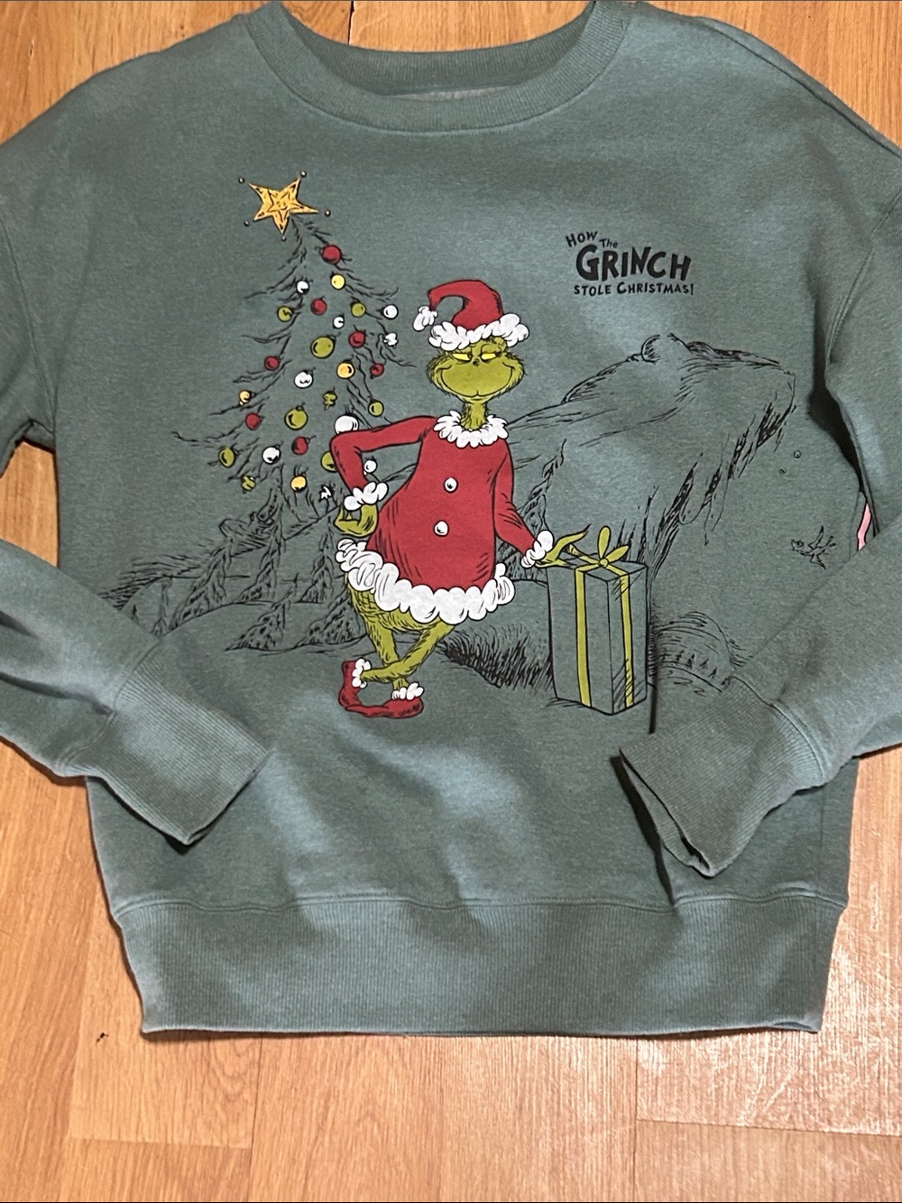 How The Grinch Stole Christmas Green Graphic Crewneck Sweatshirt XS